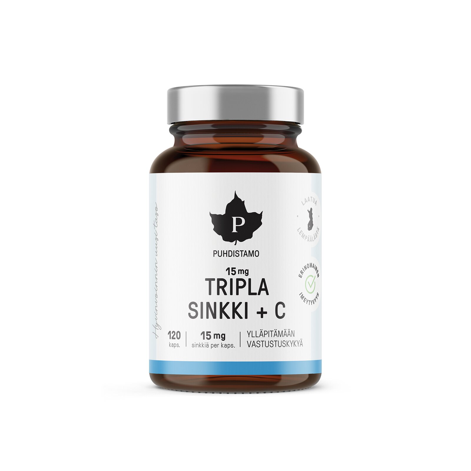 Puhdistamo Tripla Sinkki + C 15 mg, 120 kaps